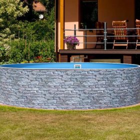 Azuro kerek kőmintás medence 3,60 m x 0,90 m