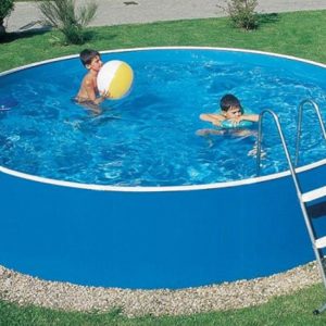 Azuro 90 kerek kék-fehér medence 0,225 mm Ibizakék, 4,60 m x 0,90 m