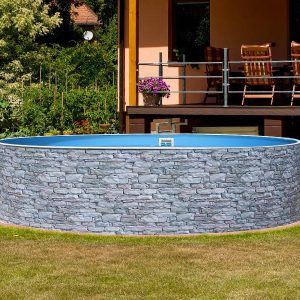 Azuro kerek kőmintás medence 4,00 x 1,20 m